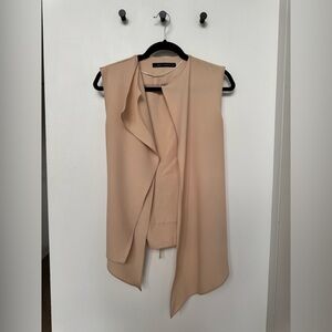 Zara Peach Sleeveless Drape Blouse